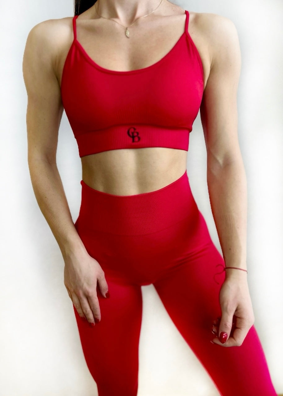 КОМПЛЕКТ ДЪЛЪГ ЧЕРВЕН КЛИН С БЮСТИЕ – cbsportwear